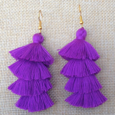 Handmade Tassel Earrings // Hot Purple
