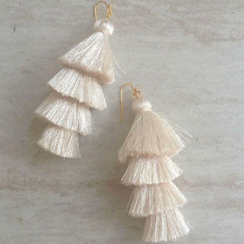 Handmade Tassel Earrings // Coconut