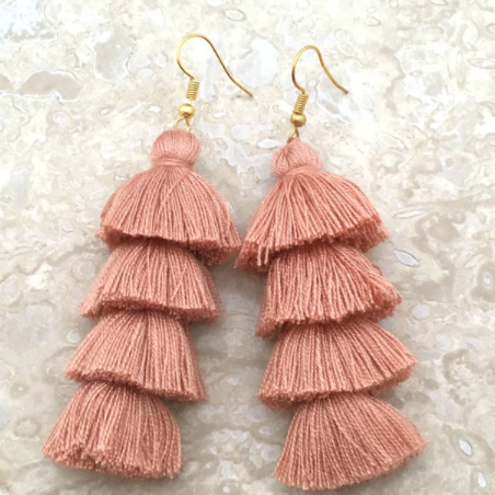 Handmade Tassel Earrings // Rose