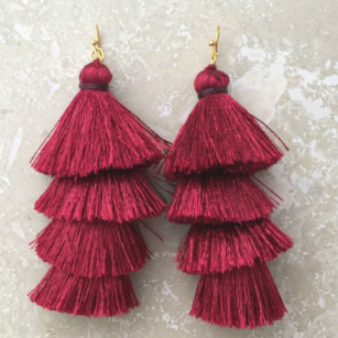 Handmade Tassel Earrings // Sangria