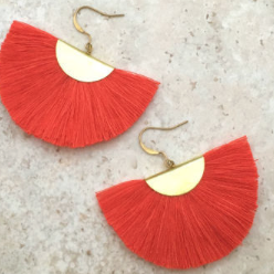 Fringe Tassle Earrings // Red