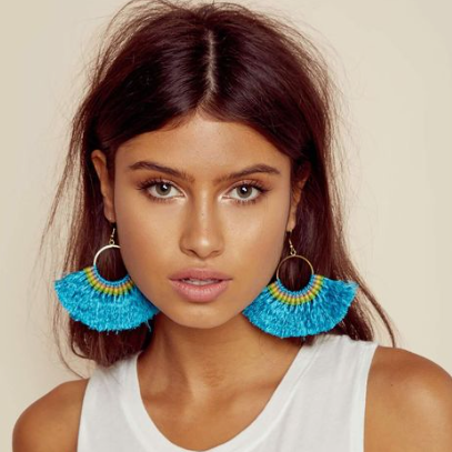 Tassel Hoop Earrings // Aqua