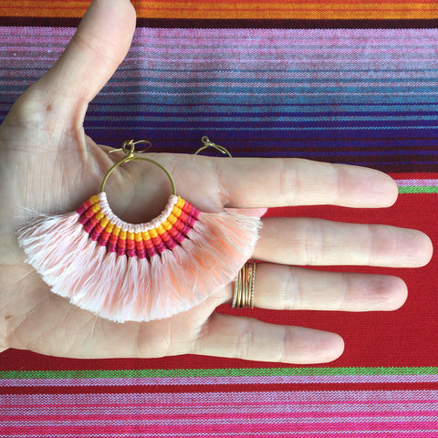 Tassel Hoop Earrings // Peach